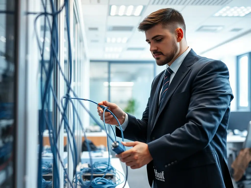 An image of a neatly organized and repaired IDF/MDF cabinet, showcasing the restoration of order and functionality in a critical network hub.