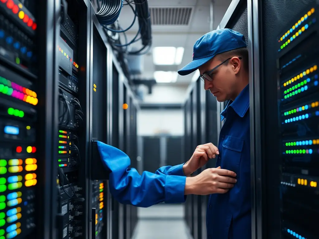 A technician responding to an emergency cabling issue, emphasizing Cabling Atlanta's commitment to providing prompt and reliable emergency services.
