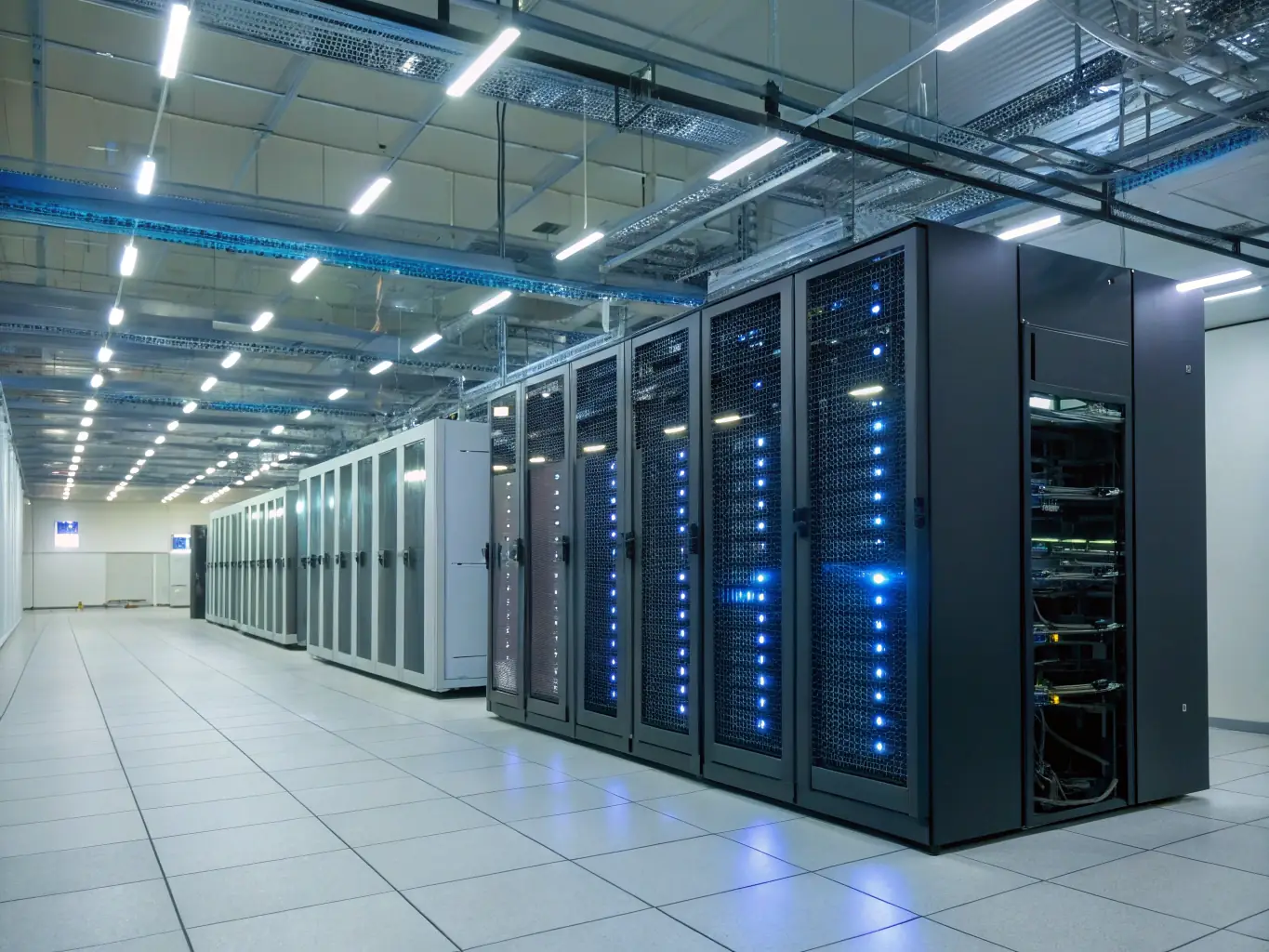 A well-organized MDF/IDF room with neatly labeled cables and equipment, emphasizing the importance of proper data center infrastructure.