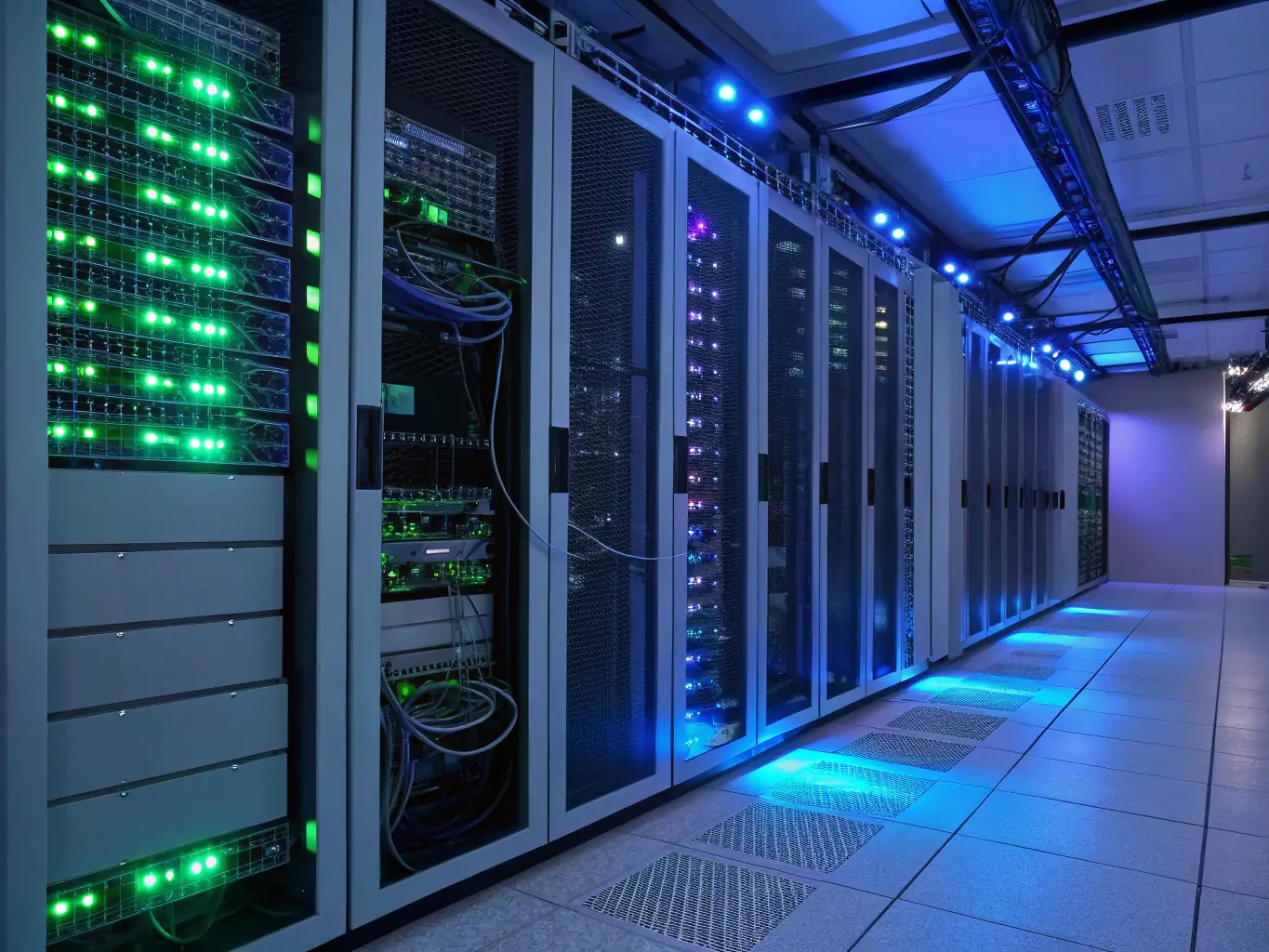 A detailed architectural drawing of a network cabling design plan, showcasing cable pathways, termination points, and equipment locations within a modern office building.