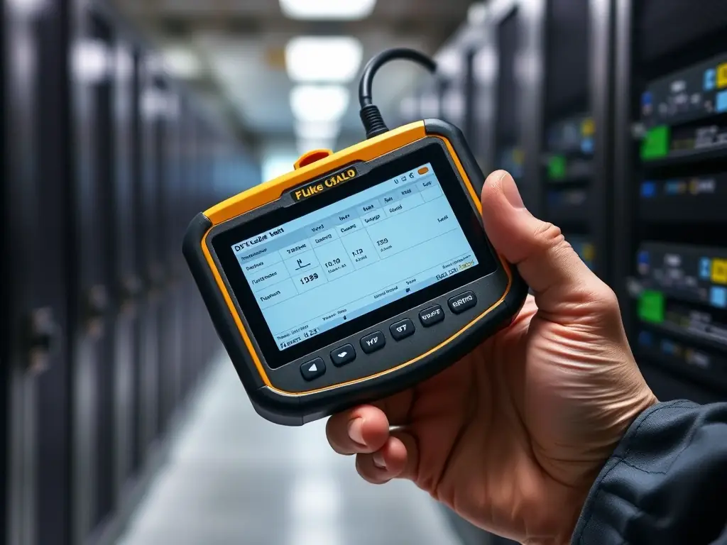 An image of a Fluke cable analyzer displaying a successful test result, highlighting Cabling Atlanta's dedication to certified and high-performance cabling installations.