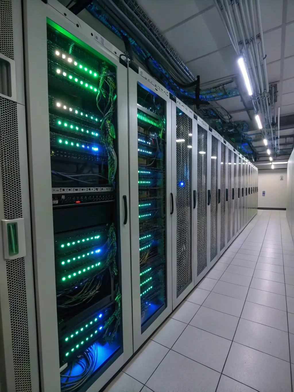 A well-organized server room with clearly labeled cables and a technician working on the infrastructure, highlighting Cabling Atlanta's commitment to organized and efficient cabling solutions.