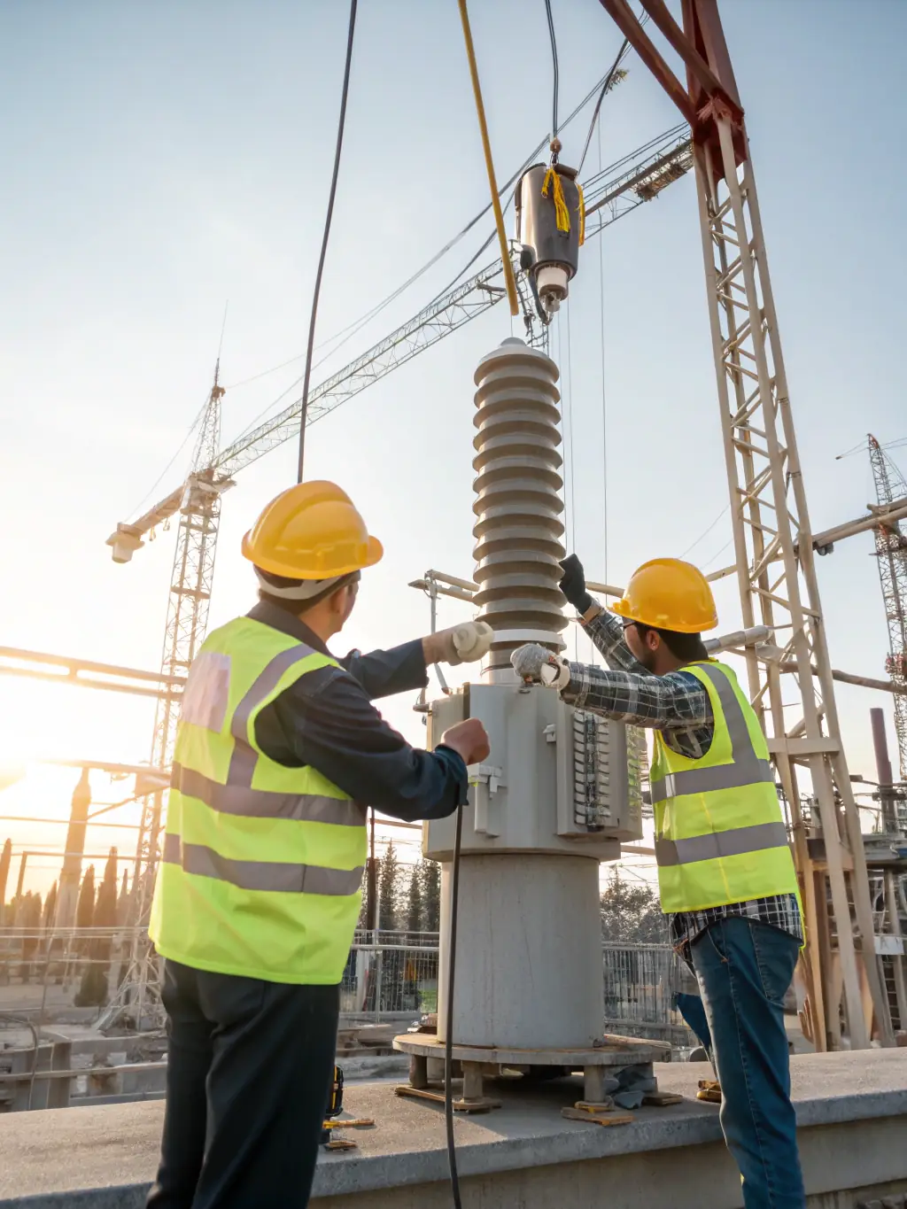 A construction site where technicians are actively installing structured cabling, showcasing the immediate commencement of a project.